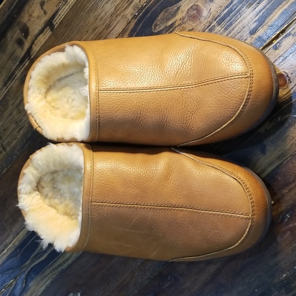 Cabelas leather and genuine shearling mens slippers size 10 like new condition - Picture 8 of 10